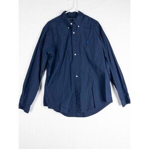 VTG Ralph Lauren Custom Fit Shirt Mens XL Blue Solid Classic‎ Pony Button Down